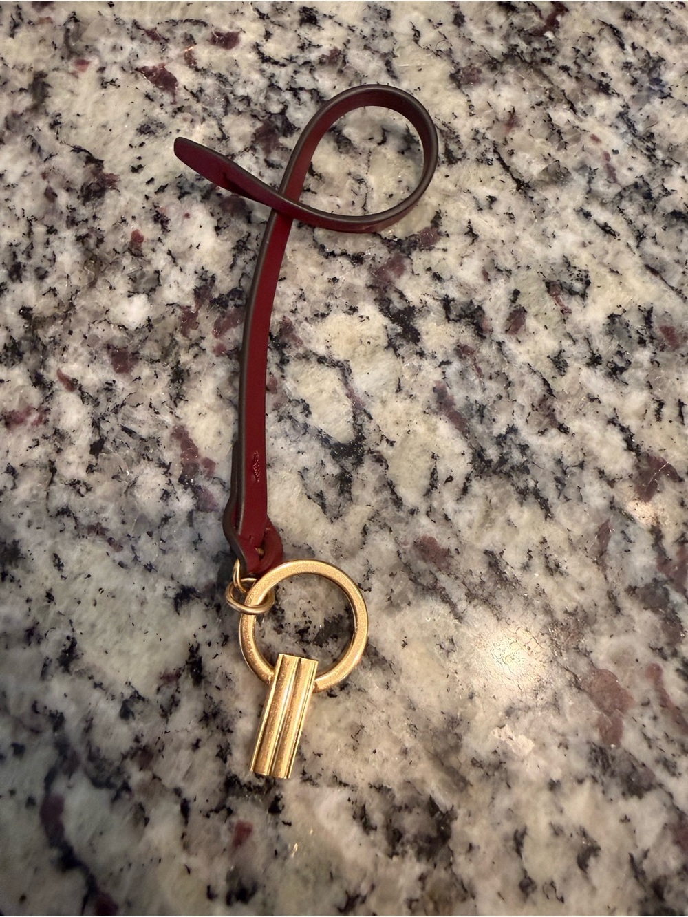 Leather Wrist Key Ring with Gold Hardware - Red
